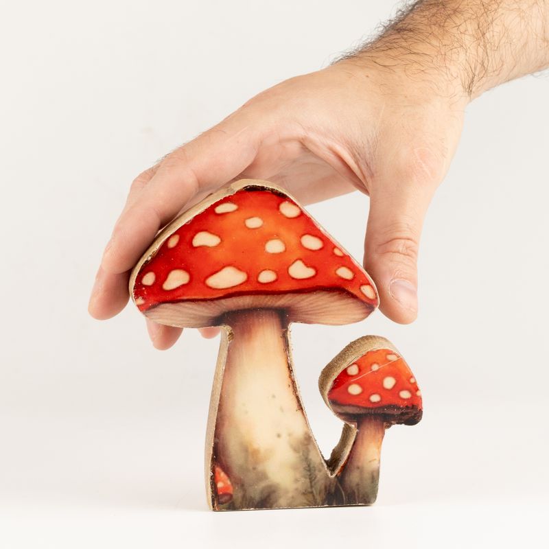 Drewniana Dekoracja Roślinna - Mini Grzybek Muchomorek