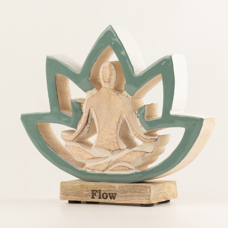 Drewniana Figurka Joginki - Kwiat Lotosu - Turkusowa - Flow