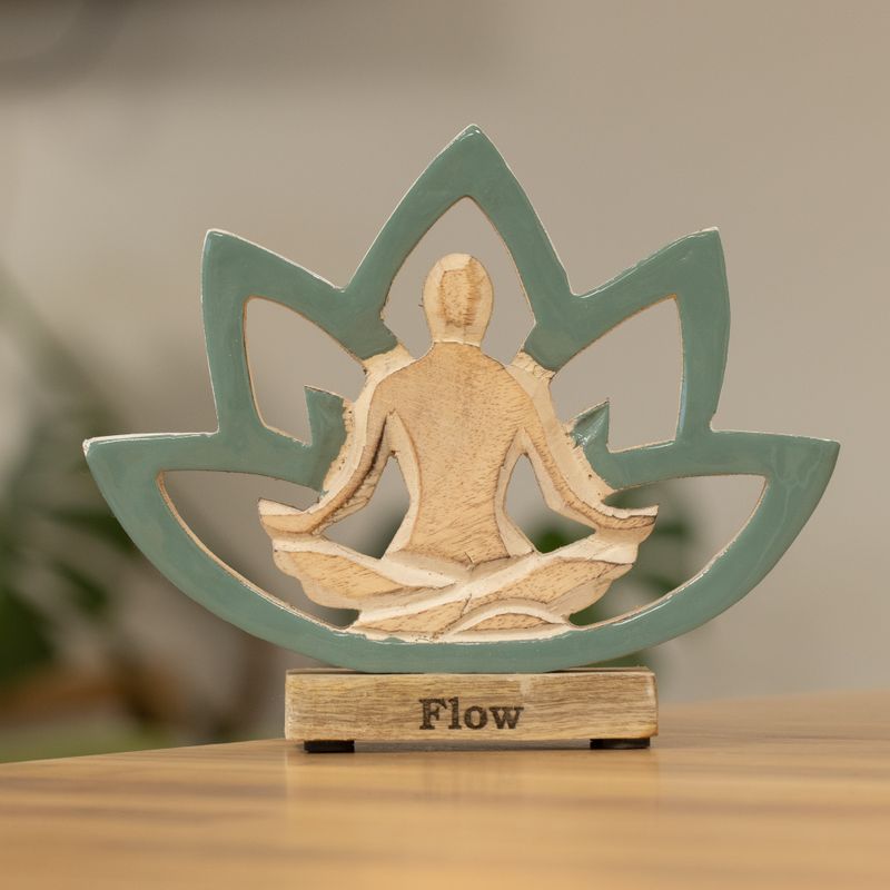 Drewniana Figurka Joginki - Kwiat Lotosu - Turkusowa - Flow