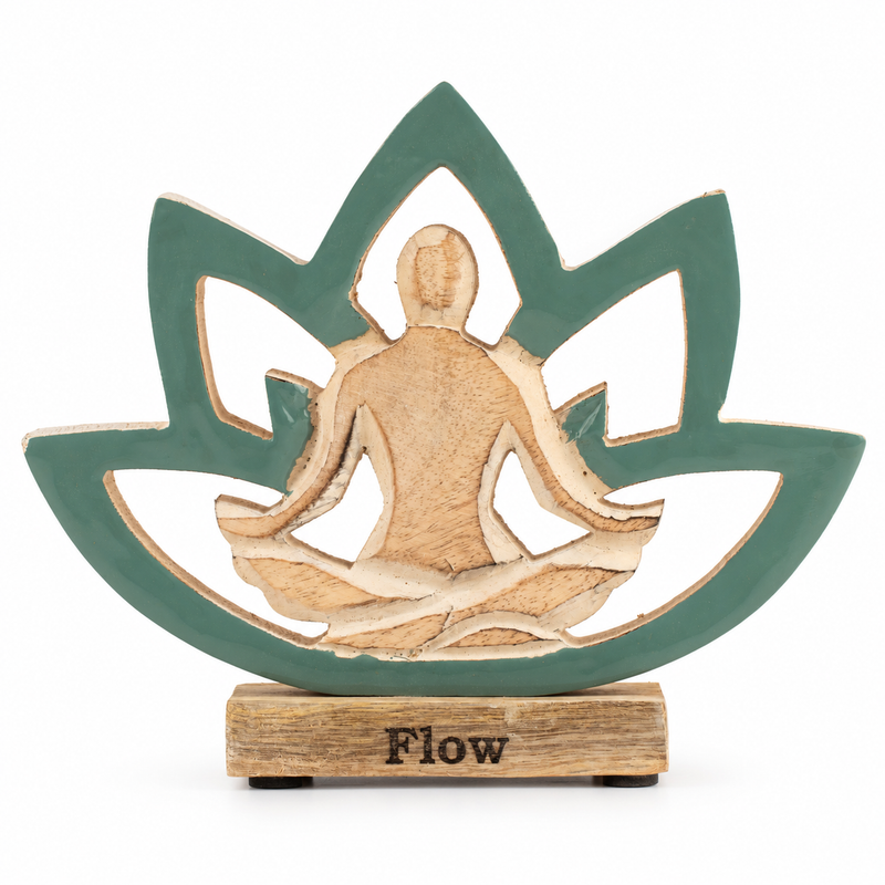 Drewniana Figurka Joginki - Kwiat Lotosu - Turkusowa - Flow