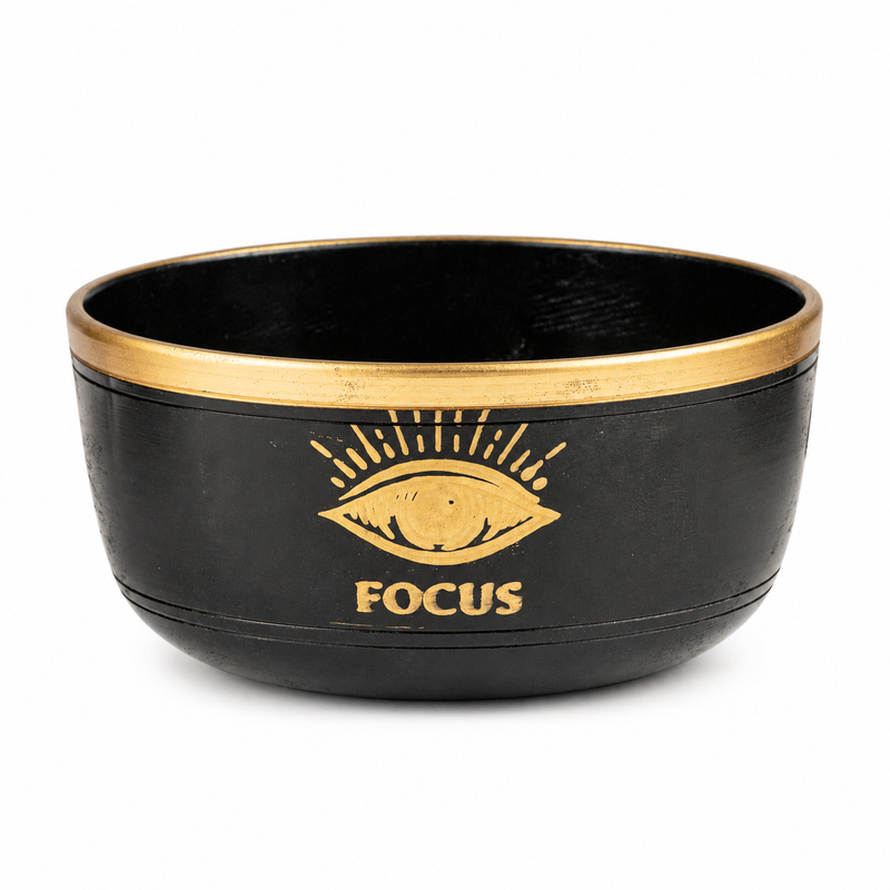 FOCUS - Czarny Zestaw Misy Tybetańskiej - 15x7.5cm
