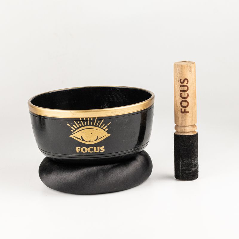 FOCUS - Czarny Zestaw Misy Tybetańskiej - 15x7.5cm