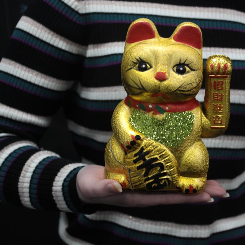 Ceramiczny Złoty Kot Szczęścia Machający Łapką