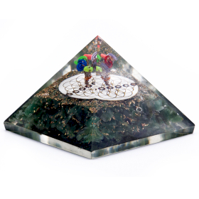 Piramida Orgonit 70mm - Zielony Awenturyn & Kwiat Życia