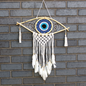 Ochronny Dreamcatcher - Makrama Evil Eye - Czarny