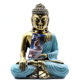 Duża Statuetka Buddy - Niebieskozielony i Złoty