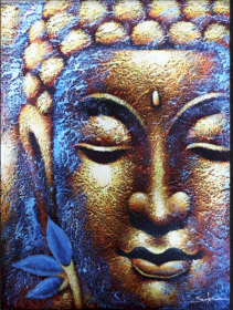 Obraz Buddy - Złota Twarz i Kwiat Lotusa