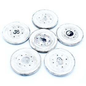 6x Okrągłe Podstawki pod Kadzidełka Stożkowe - White Wash