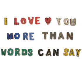 28x Kolorowy Zestaw Liter z Kory - I love you more than words can say