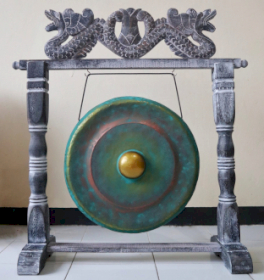 Średni Gong na Stojaku - 35 cm - Zielonkawy