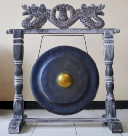 Średni Gong na Stojaku - 35 cm - Czarny