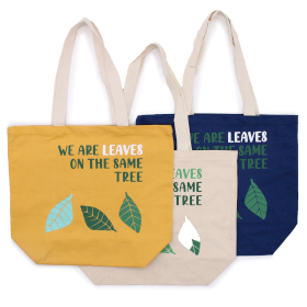 3x Torba Bawełniana z Nadrukiem - We are Leaves - Żółty, Niebieski i Naturalny