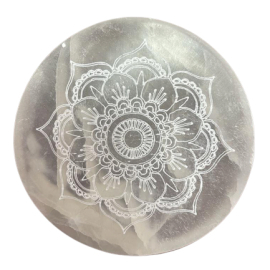 Mała Okrągła Płytka Selenitowa 8 cm - Mandala