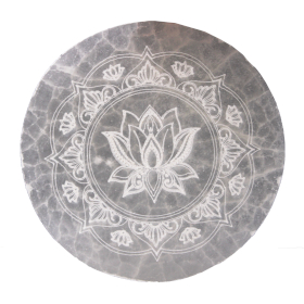 Średnia Okrągła Płytka Selenitowa 10 cm -  Lotus Mandala
