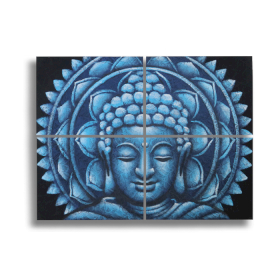 Obraz Buddy z Mandalą - Niebieski 30x40 cm (4 elementy)