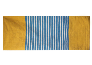 Indyjski Dywan Bawełniany - 70x170 cm - Żółty/Niebieski