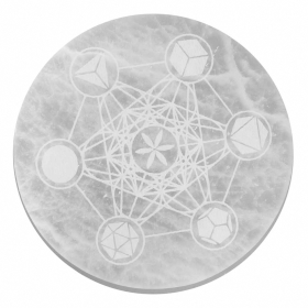 Duża Okrągła Płytka Selenitowa 18 cm - Święta Geometria