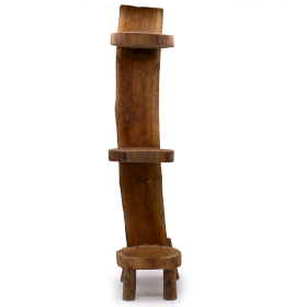 Stojak z Kłody Drewna Tekowego - 3 półki -  100 cm