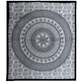 Bawełniana Narzuta/Ozdoba Ścienna - 230x200 cm - Słoń Mandala