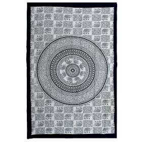 Bawełniana Narzuta/Ozdoba Ścienna - 130x200 cm - Słoń Mandala