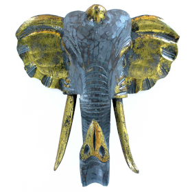 Duża Głowa Słonia - Szary i Złoto