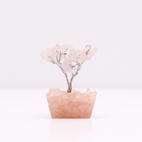12x Mini Drzewko z Kamieni na Podstawie Orgonitowej - Kwarc Różowy