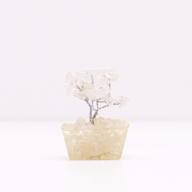 12x Mini Drzewko z Kamieni na Podstawie Orgonitowej - Kwarc Skalny