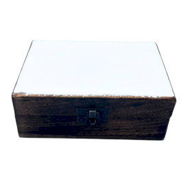 Średnie Drewniane Pudełko z Ceramiczną Powłoką - Biel