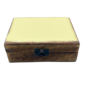 Średnie Drewniane Pudełko z Ceramiczną Powłoką - Żółć