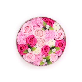 Okrągły Mydlany Flower Box - Róż