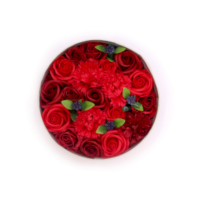 Okrągły Mydlany Flower Box - Czerwień