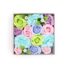 Kwadratowy Mydlany Flower Box - Niebieski