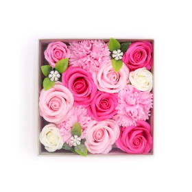 Kwadratowy Mydlany Flower Box - Róż
