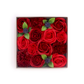 Kwadratowy Mydlany Flower Box - Czerwień