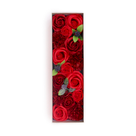 Długi Mydlany Flower Box - Czerwień