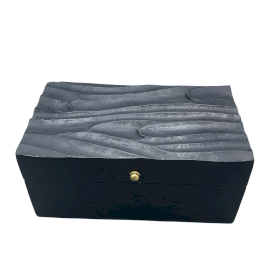 Drewniane Pudełko Vintage Deco - Czarne Zawijasy
