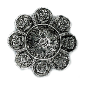 6x Podstawka pod Kadzidełka z Polerowanego Aluminium 12 cm - Tybetańskie Symbole