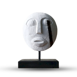 Timorska Plemienna Maska Dekoracyjna 27x20 cm - Biała