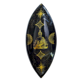Emaliowana Podstawka pod Kadzidełka - Aluminium - Złoto-Czarny Budda