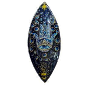 Emaliowana Podstawka pod Kadzidełka - Aluminium - Niebieska Hamsa