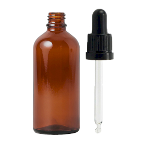 70x 100 ml Butelka Brązowa z Czarną Pipetą