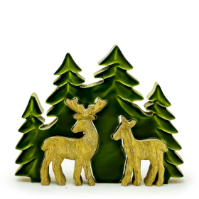 2x Drewniane Jelenie w Lesie 3D - 18x23 cm
