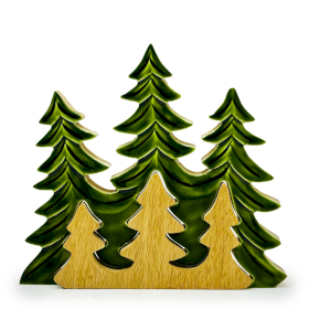 2x Trzy Drewniane Choinki 3D - 20x23 cm