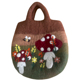 Filcowa Torebka - Grzybowy Ogród - 35x27 cm