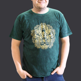 Zielony T-Shirt z Efektem Sprania - Hamsa - XL
