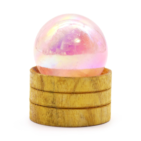 Kula z Kwarcu Różowego Tytanowego Aura 40 mm na Podstawce