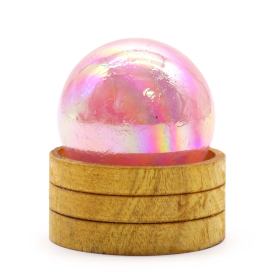 Kula z Kwarcu Różowego Tytanowego Aura 50 mm na Podstawce