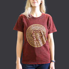 Czerwony T-Shirt z Efektem Sprania - Czakra - S