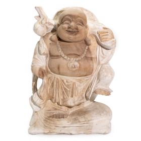 Rzeźba Buddy Whitewash - Przynoszący Drewno - 30 cm