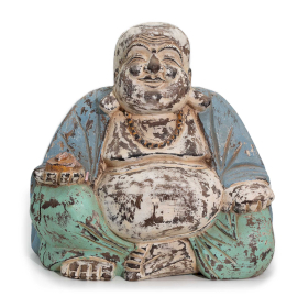 Rzeźba Szczęśliwego Buddy Vintage Miętowa 30 cm